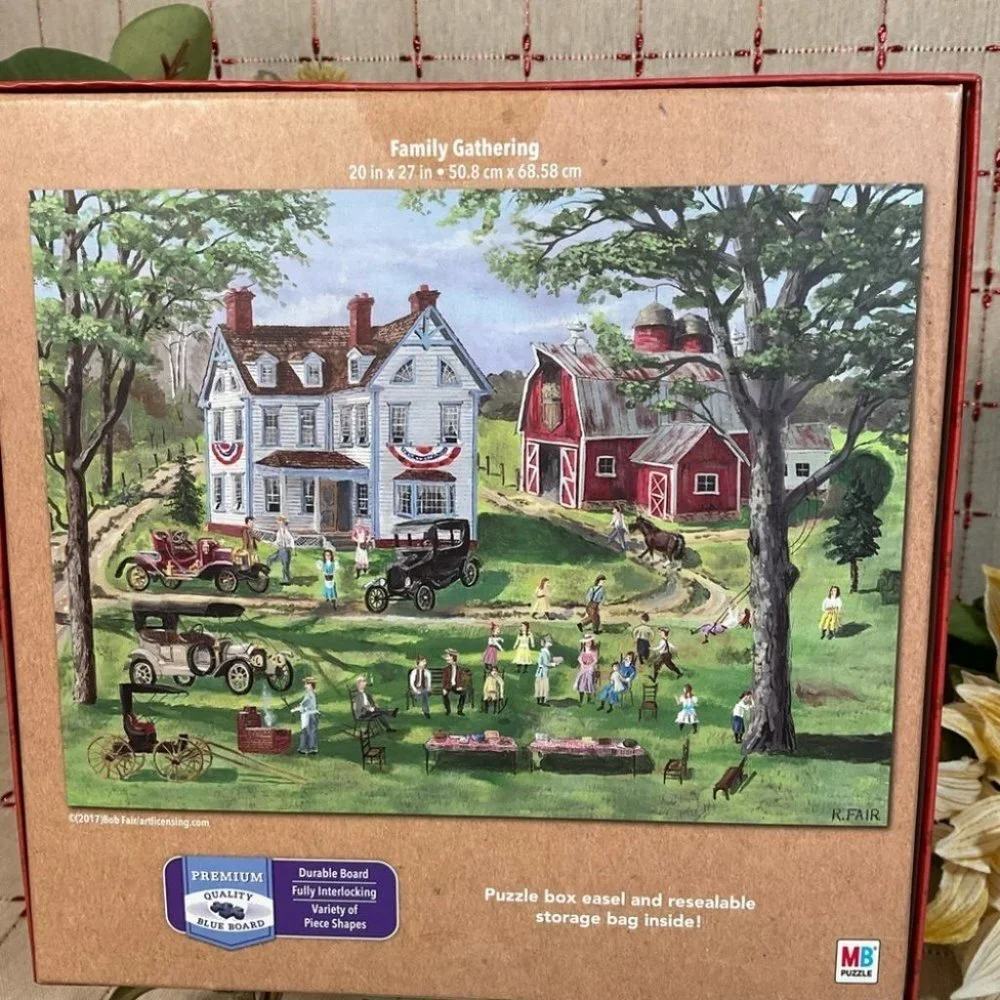 Milton Bradley Premium Blue Board 1000 piece Jigsaw Puzzle Art by Bob Fair New